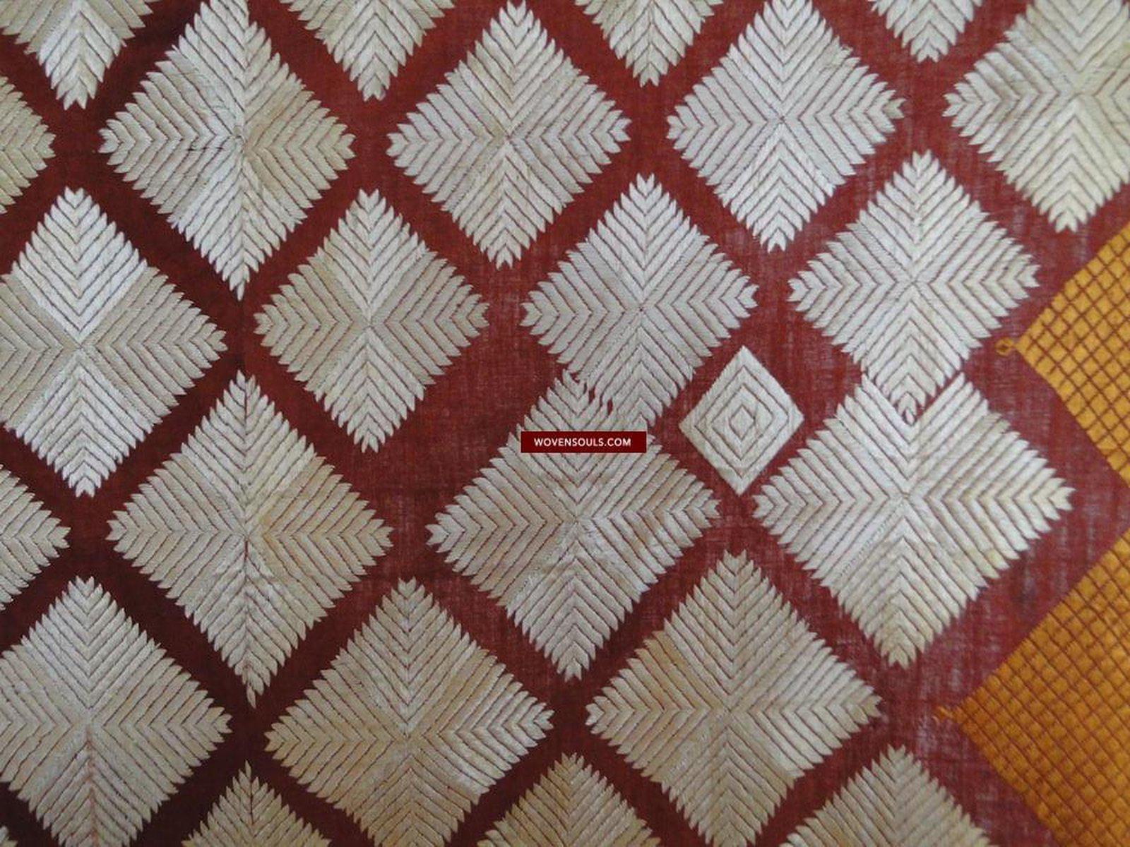 422 SOLD Old Chand Bagh Phulkari Silk Embroidery TExtile-WOVENSOULS-Antique-Vintage-Textiles-Art-Decor