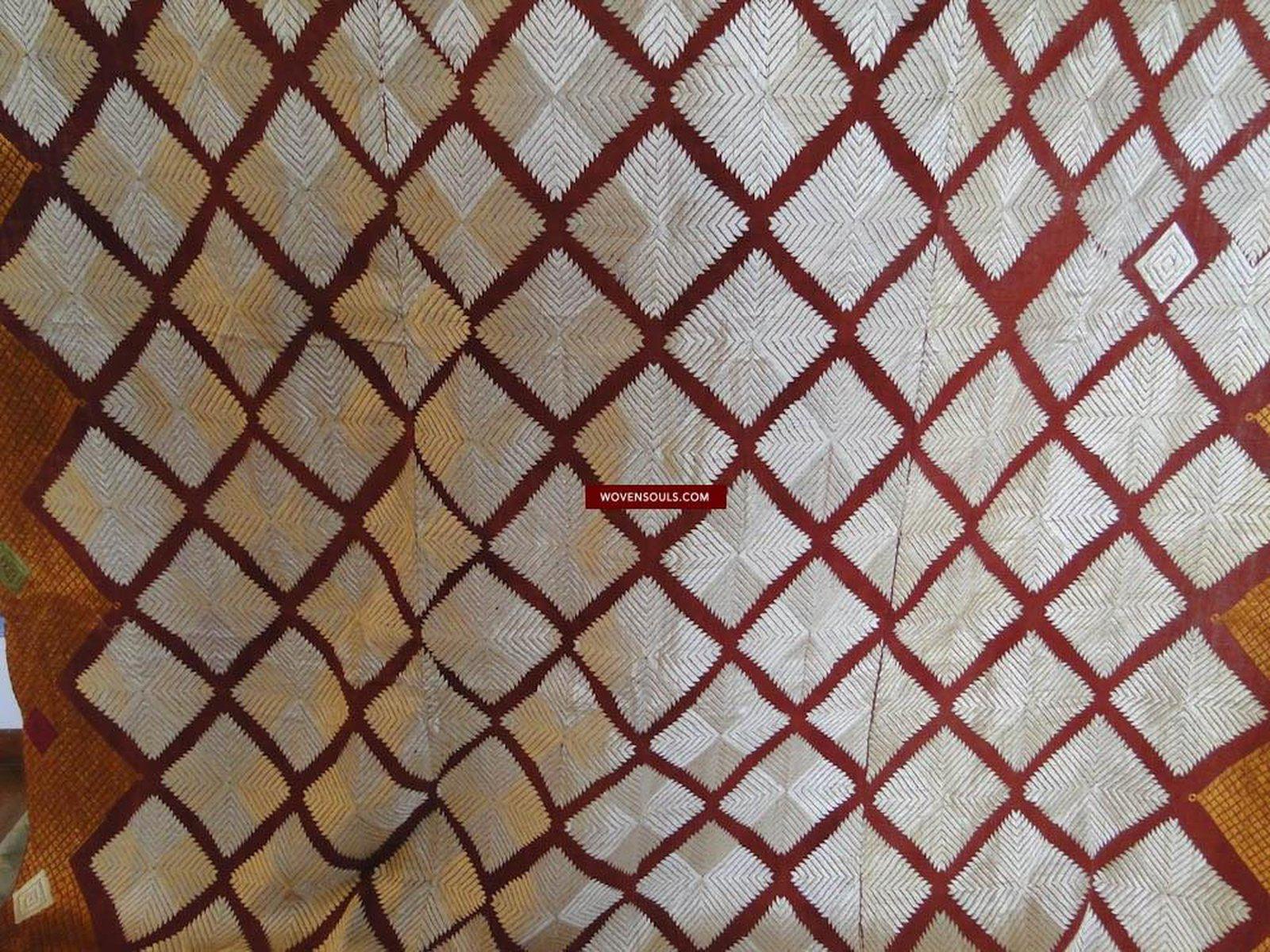 422 SOLD Old Chand Bagh Phulkari Silk Embroidery TExtile-WOVENSOULS-Antique-Vintage-Textiles-Art-Decor