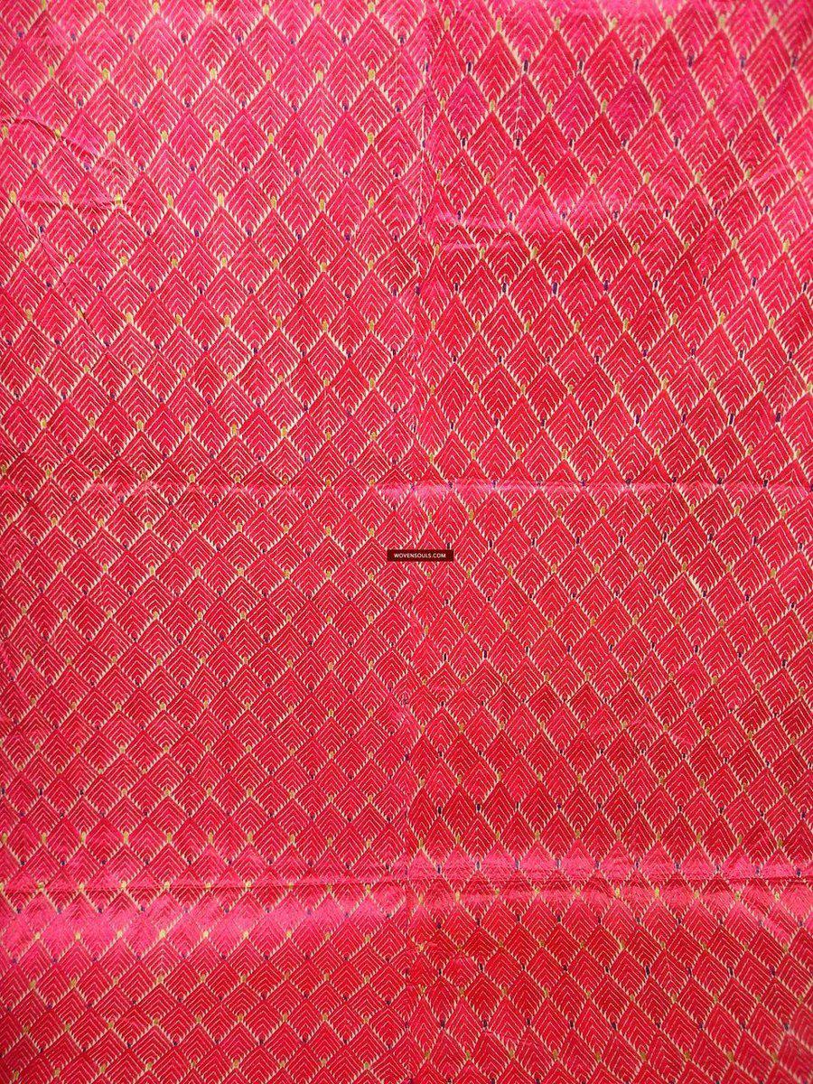 424 SOLD Pink Thirma Phulkari Bagh Silk Embroidery Textile-WOVENSOULS-Antique-Vintage-Textiles-Art-Decor