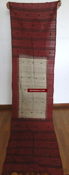 433-A Orissa Tribal Koraput Kotpad Stole Shawl - with Raw Silk-WOVENSOULS-Antique-Vintage-Textiles-Art-Decor