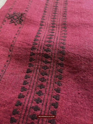433-A Orissa Tribal Koraput Kotpad Stole Shawl - with Raw Silk-WOVENSOULS-Antique-Vintage-Textiles-Art-Decor
