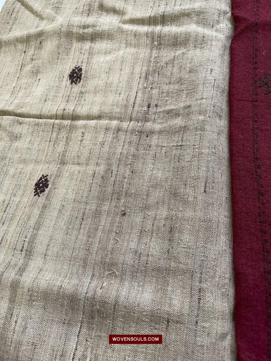 433-A Orissa Tribal Koraput Kotpad Stole Shawl - with Raw Silk-WOVENSOULS-Antique-Vintage-Textiles-Art-Decor