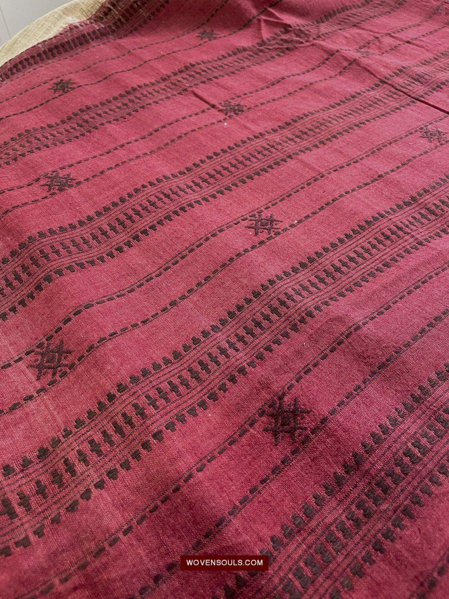 433-A Orissa Tribal Koraput Kotpad Stole Shawl - with Raw Silk-WOVENSOULS-Antique-Vintage-Textiles-Art-Decor