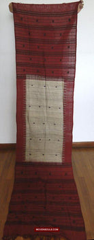 433-A Orissa Tribal Koraput Kotpad Stole Shawl - with Raw Silk-WOVENSOULS-Antique-Vintage-Textiles-Art-Decor