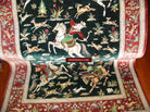 436 SOLD Silk Hunting Rug - Figurative Qum with Gorgeous Faces - Gallery-2-WOVENSOULS-Antique-Vintage-Textiles-Art-Decor