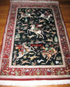 436 SOLD Silk Hunting Rug - Figurative Qum with Gorgeous Faces - Gallery-2-WOVENSOULS-Antique-Vintage-Textiles-Art-Decor