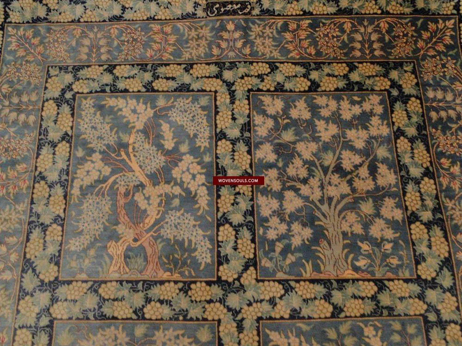 437 Silk Qum Rug - High Knot Count - Signed by masterweaver Masumi - Gallery-2-WOVENSOULS-Antique-Vintage-Textiles-Art-Decor