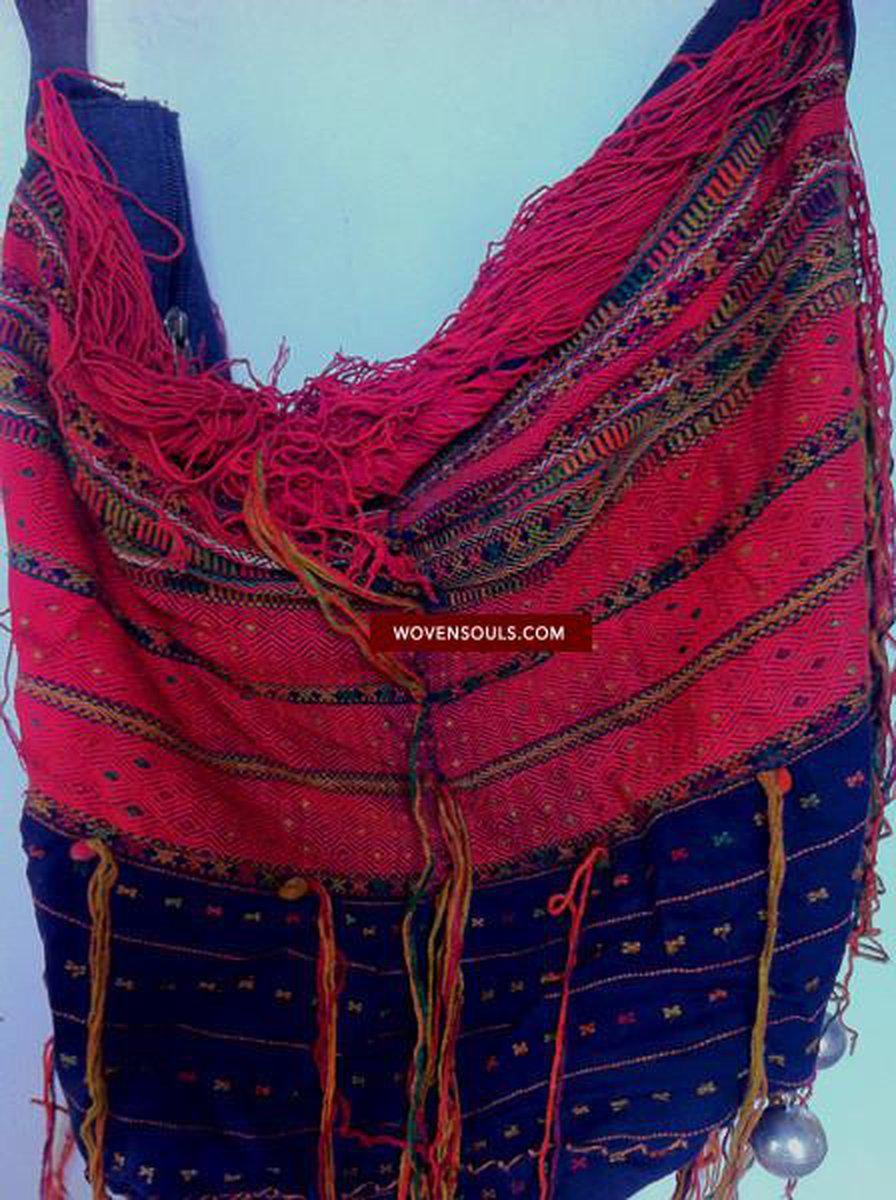 450 Sling Bag - Antique Akha Textile Fragment-WOVENSOULS-Antique-Vintage-Textiles-Art-Decor