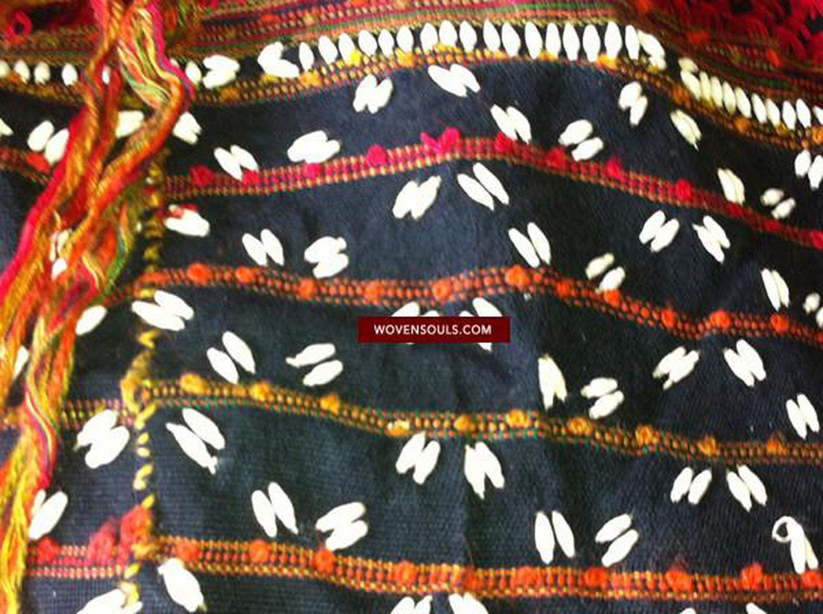 451 Fabulous Hilltribe Textile Fragment (Job's tear Seeds) Bag-WOVENSOULS-Antique-Vintage-Textiles-Art-Decor