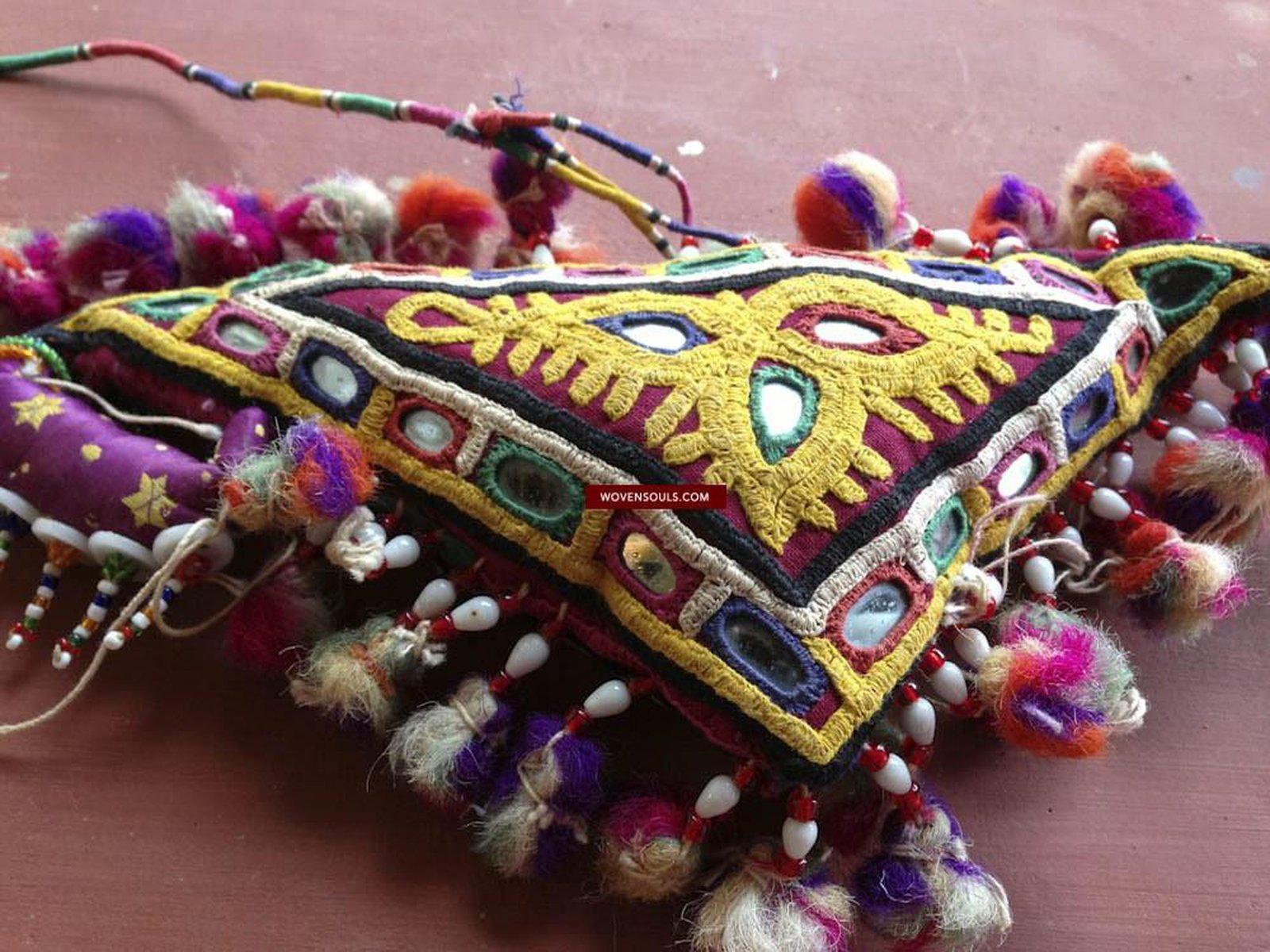 453 SOLD Vintage Indian Tribal Embroidery Textile Art on Handmade Child's Toy-WOVENSOULS-Antique-Vintage-Textiles-Art-Decor