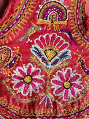 461 SOLD - Vintage Embroidered Hand Fan-WOVENSOULS-Antique-Vintage-Textiles-Art-Decor