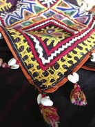 466 Superb Old Kutch SHawl Textile - Rare Square format-WOVENSOULS-Antique-Vintage-Textiles-Art-Decor