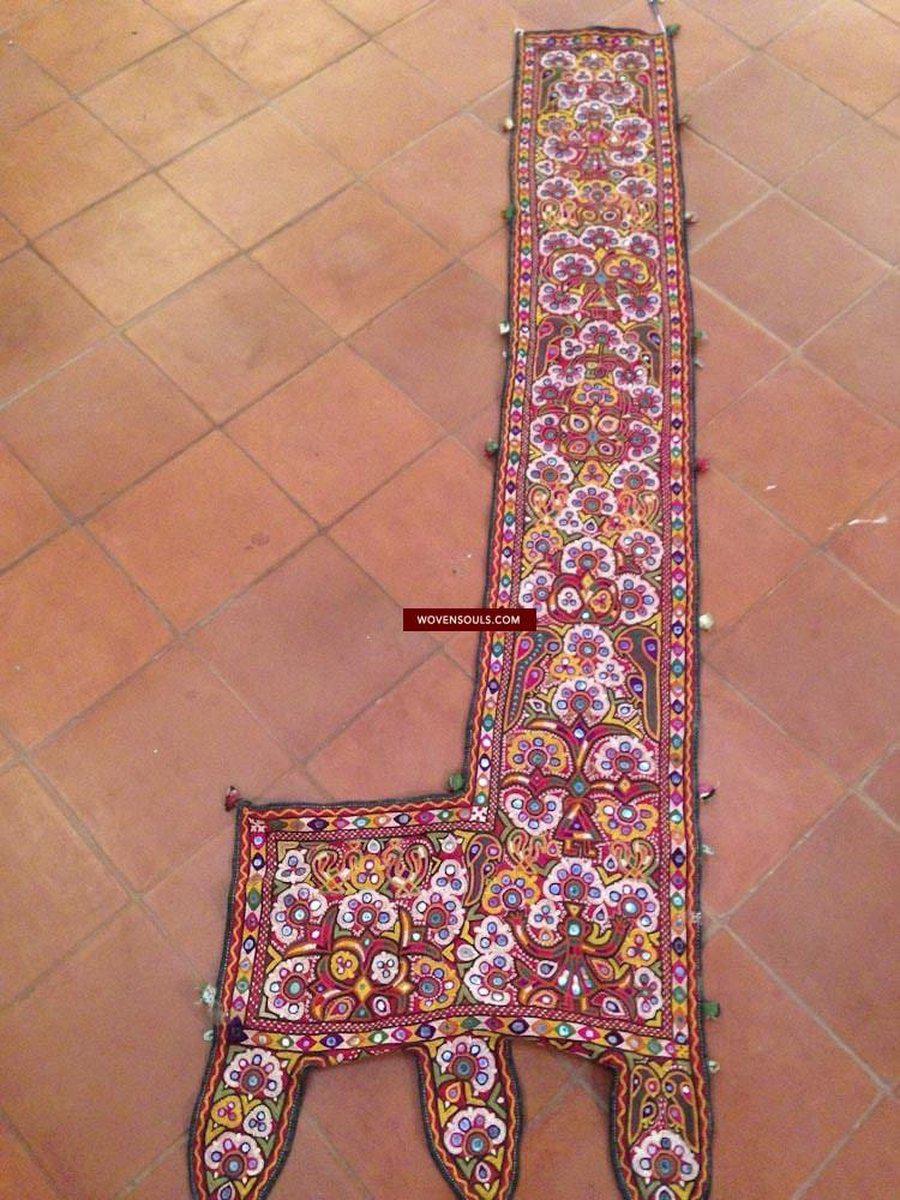 468 Pair of Embroidered Door Decor Panels - Gujarat-WOVENSOULS-Antique-Vintage-Textiles-Art-Decor