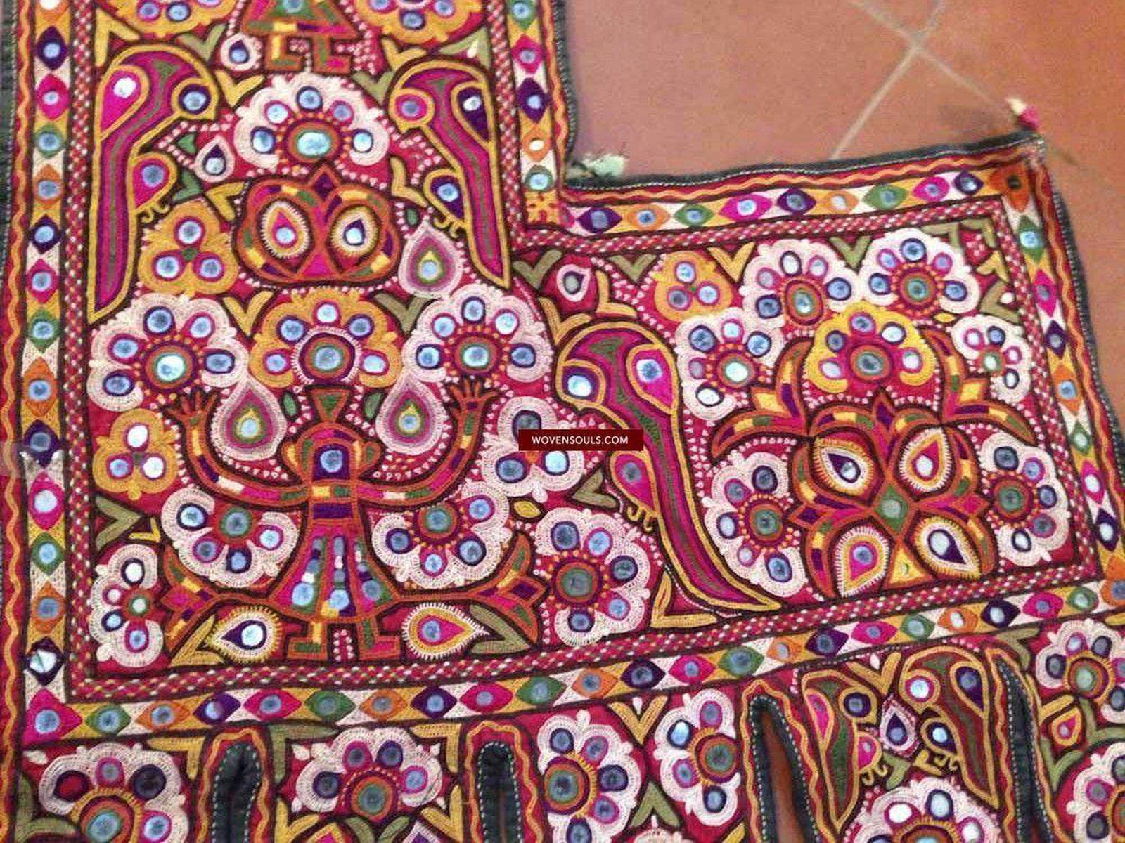 468 Pair of Embroidered Door Decor Panels - Gujarat-WOVENSOULS-Antique-Vintage-Textiles-Art-Decor