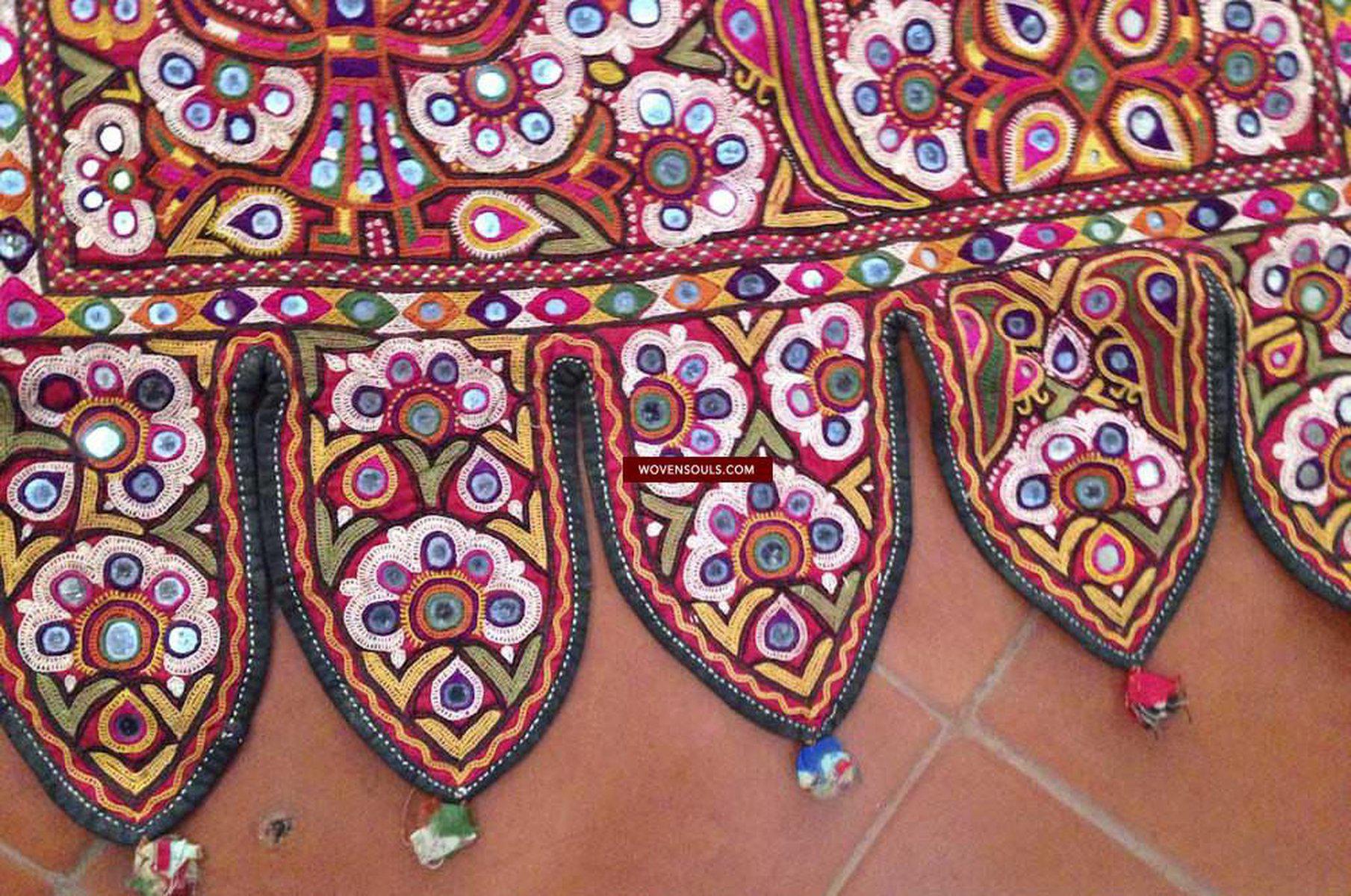 468 Pair of Embroidered Door Decor Panels - Gujarat-WOVENSOULS-Antique-Vintage-Textiles-Art-Decor