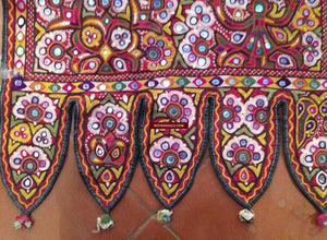 468 Pair of Embroidered Door Decor Panels - Gujarat-WOVENSOULS-Antique-Vintage-Textiles-Art-Decor