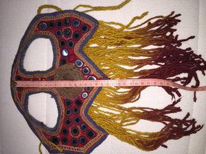 473 SOLD - Vintage Embroidered Indian Textile - Animal Head Dress-WOVENSOULS-Antique-Vintage-Textiles-Art-Decor
