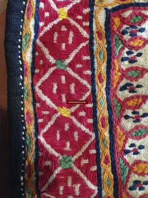 475 Small Embroidered Rectangular Case Pouch Textile Art-WOVENSOULS-Antique-Vintage-Textiles-Art-Decor