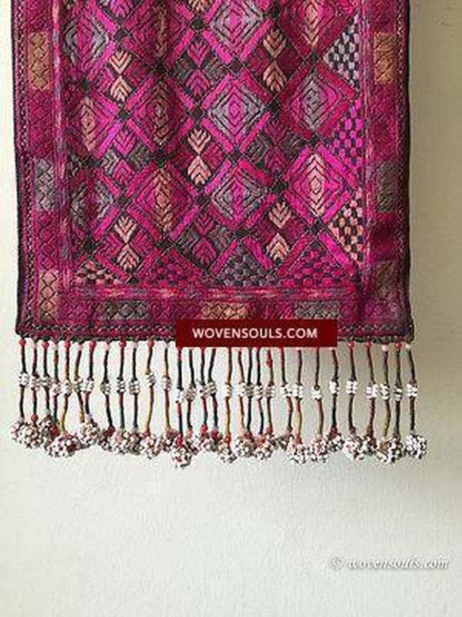 5002 Swat Valley Scarf with Embroidery and Rare Beaded Tassels-WOVENSOULS-Antique-Vintage-Textiles-Art-Decor