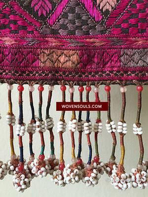 5002 Swat Valley Scarf with Embroidery and Rare Beaded Tassels-WOVENSOULS-Antique-Vintage-Textiles-Art-Decor