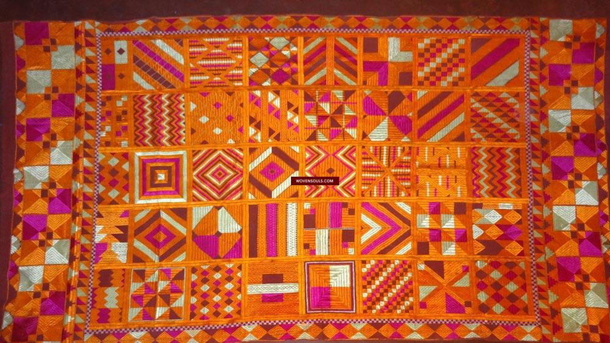 505 Bawan Bagh Phulkari Textile Antique Indian Textile-WOVENSOULS-Antique-Vintage-Textiles-Art-Decor