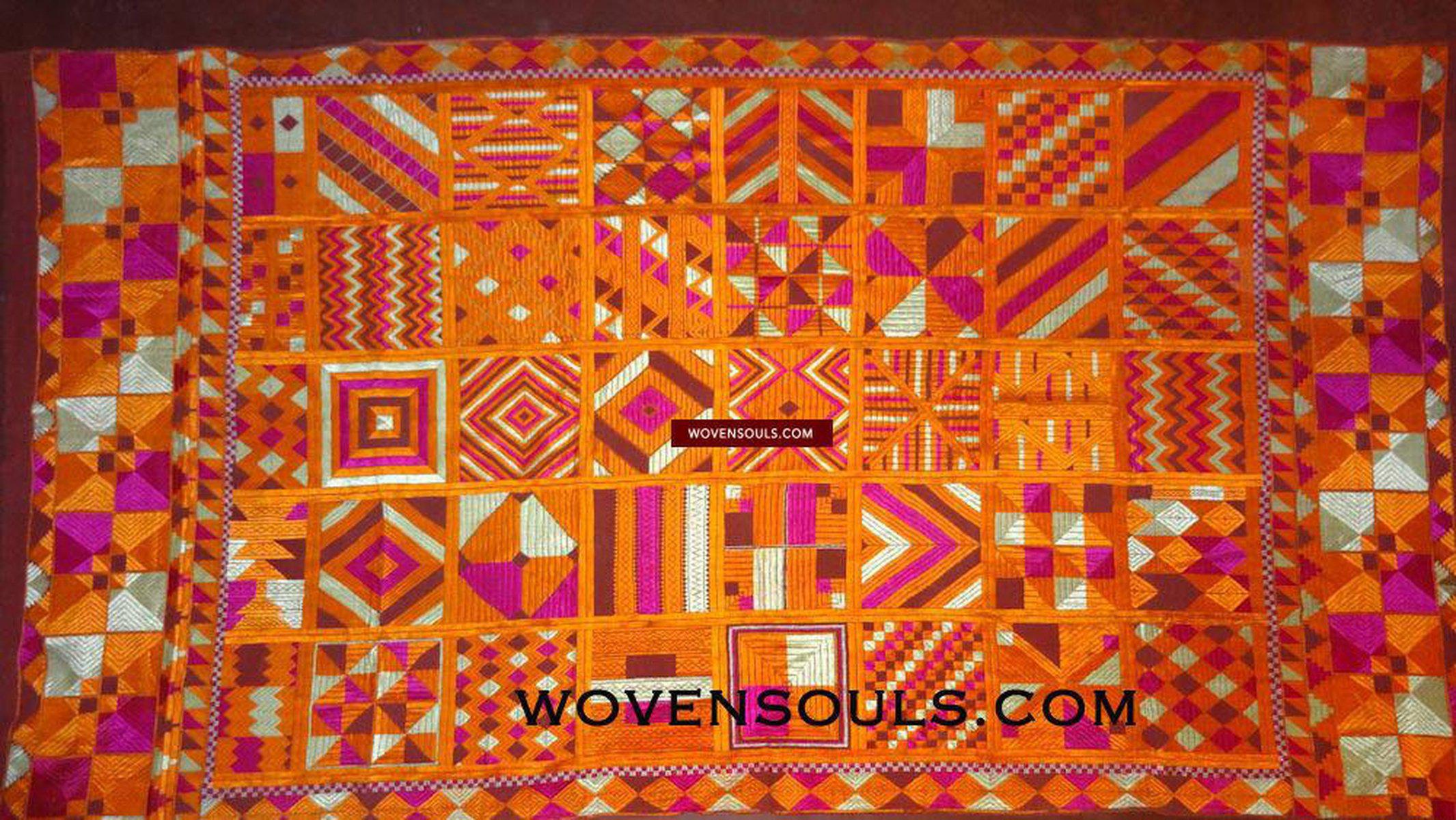 505 Bawan Bagh Phulkari Textile Antique Indian Textile-WOVENSOULS-Antique-Vintage-Textiles-Art-Decor