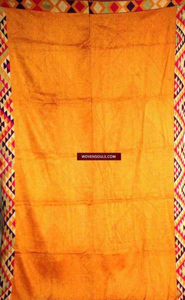511 Gorgeous Old Golden Varida Bagh Phulkari-WOVENSOULS-Antique-Vintage-Textiles-Art-Decor