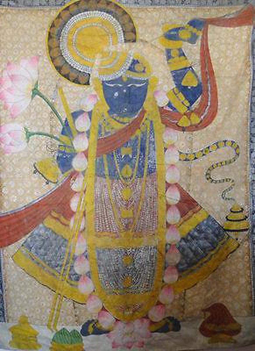 5148 SOLD - SRINATHJI PICHVAI PICHWAI PAINTING TRADITIONAL ART - RENOWNED ARTIST-WOVENSOULS-Antique-Vintage-Textiles-Art-Decor