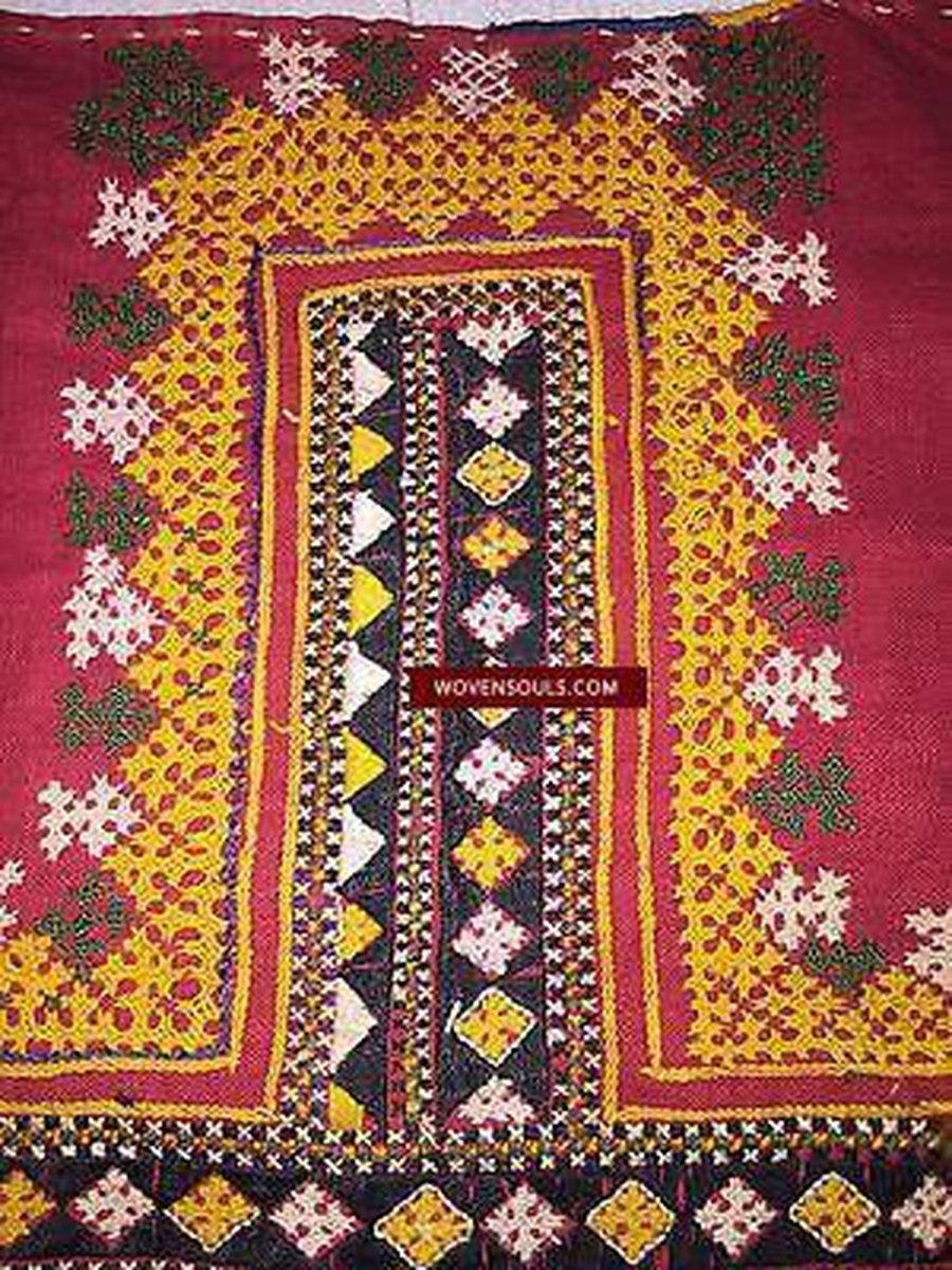 5156 Semi Antique Sind SIndh Thar Embroidery on Handwoven cotton-WOVENSOULS-Antique-Vintage-Textiles-Art-Decor