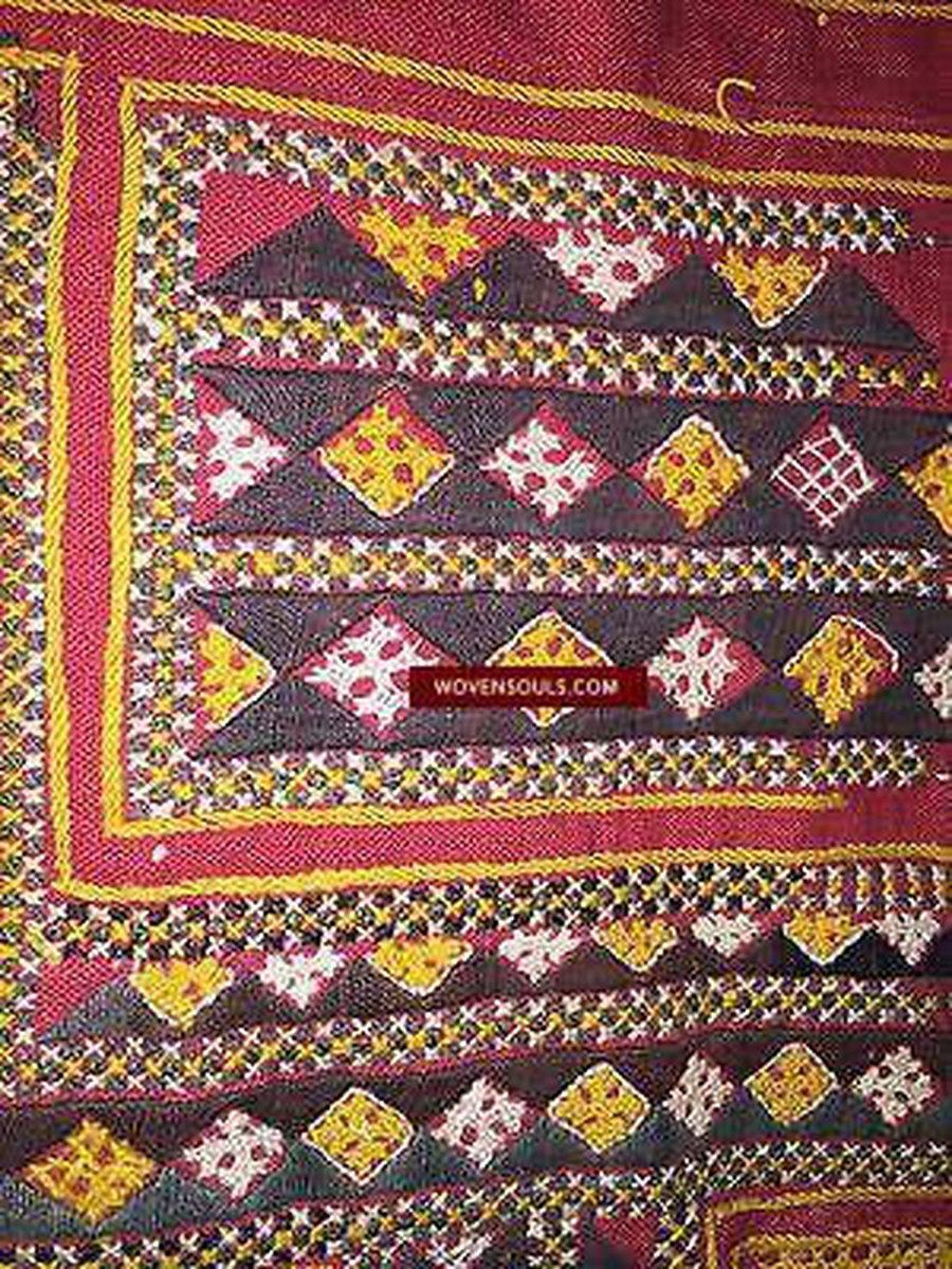 5156 Semi Antique Sind SIndh Thar Embroidery on Handwoven cotton-WOVENSOULS-Antique-Vintage-Textiles-Art-Decor