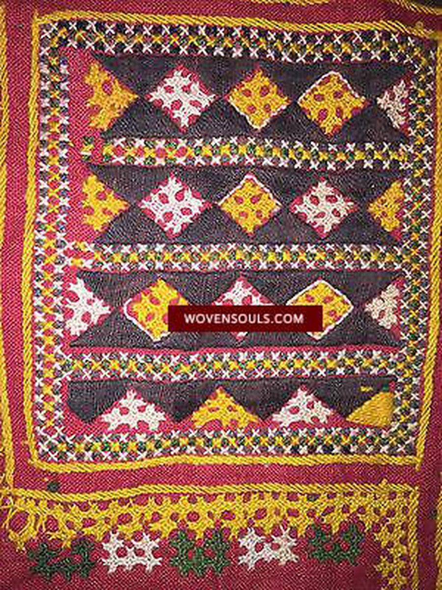 5156 Semi Antique Sind SIndh Thar Embroidery on Handwoven cotton-WOVENSOULS-Antique-Vintage-Textiles-Art-Decor