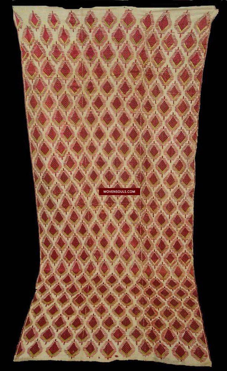 518 SOLD - Old Paan Thirma Phulkari Embroidery Shawl - Textile Art from Punjab-WOVENSOULS-Antique-Vintage-Textiles-Art-Decor
