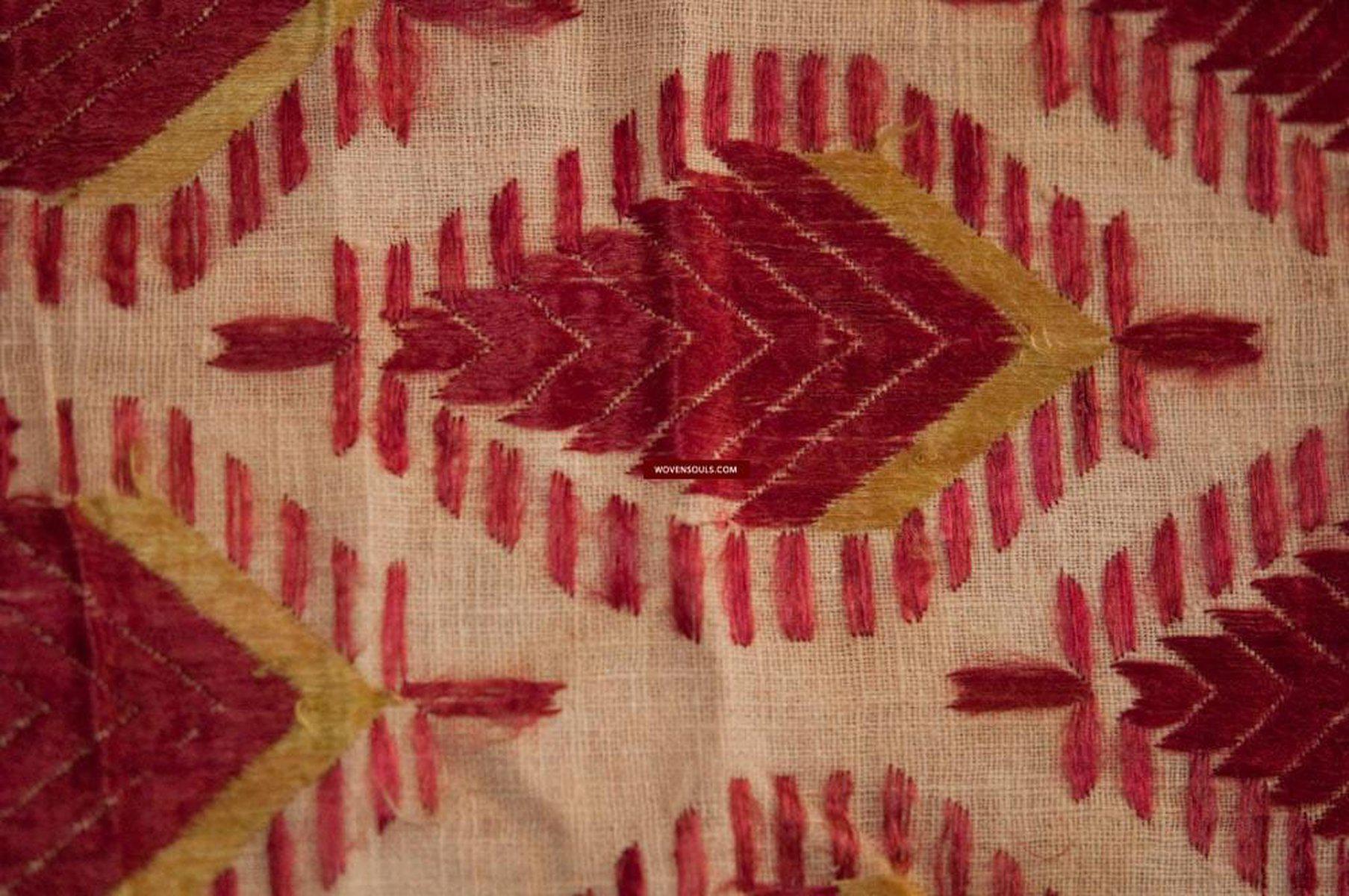 518 SOLD - Old Paan Thirma Phulkari Embroidery Shawl - Textile Art from Punjab-WOVENSOULS-Antique-Vintage-Textiles-Art-Decor