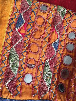 5180 460 SOLD Rare Vintage Textile Covers for Bullock Horns - ANimal Headdress-WOVENSOULS-Antique-Vintage-Textiles-Art-Decor