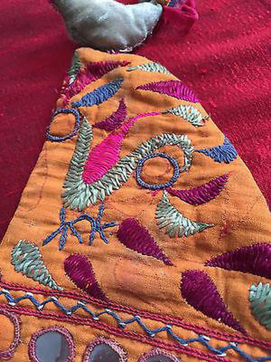 5180 460 SOLD Rare Vintage Textile Covers for Bullock Horns - ANimal Headdress-WOVENSOULS-Antique-Vintage-Textiles-Art-Decor