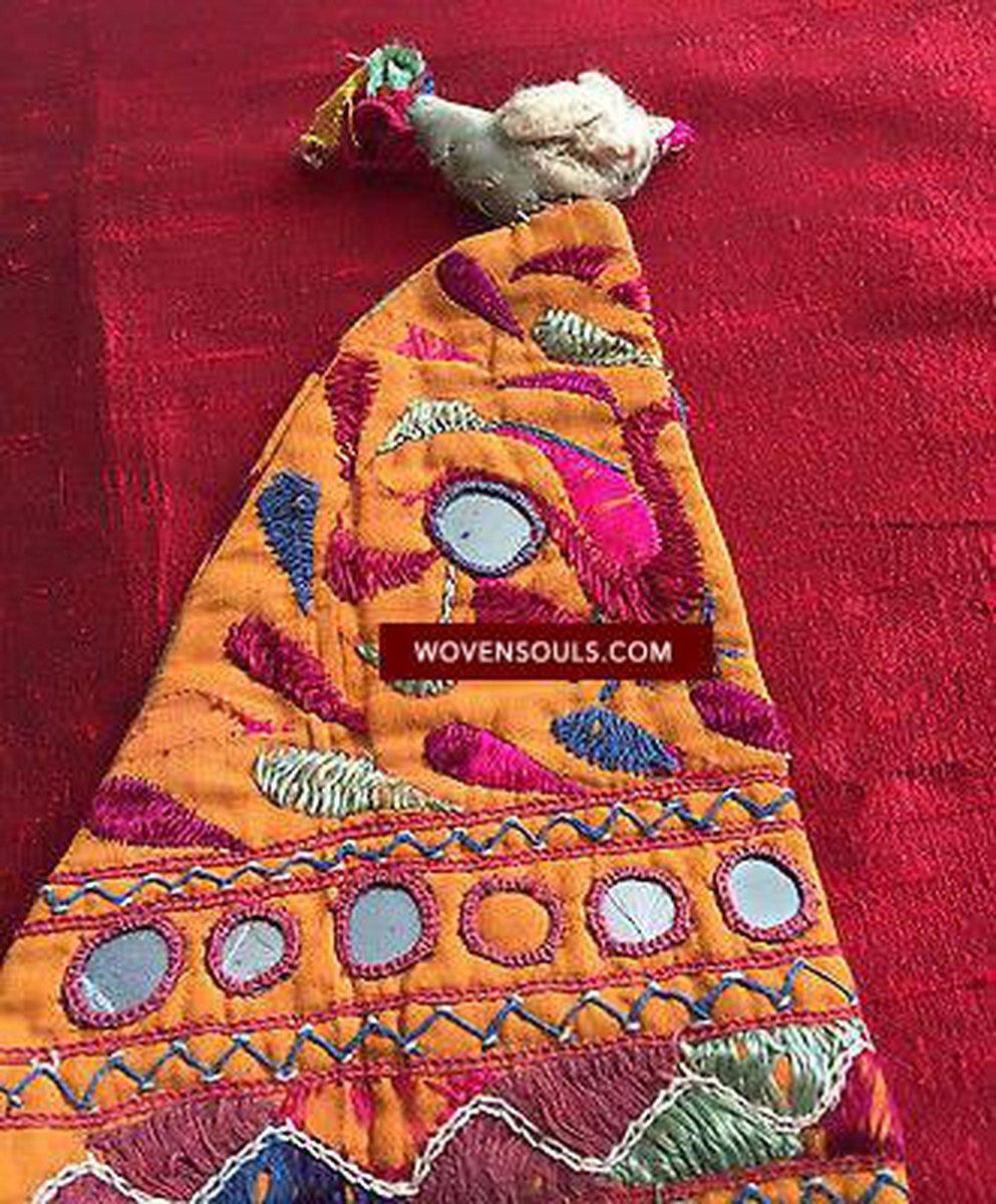 5180 460 SOLD Rare Vintage Textile Covers for Bullock Horns - ANimal Headdress-WOVENSOULS-Antique-Vintage-Textiles-Art-Decor