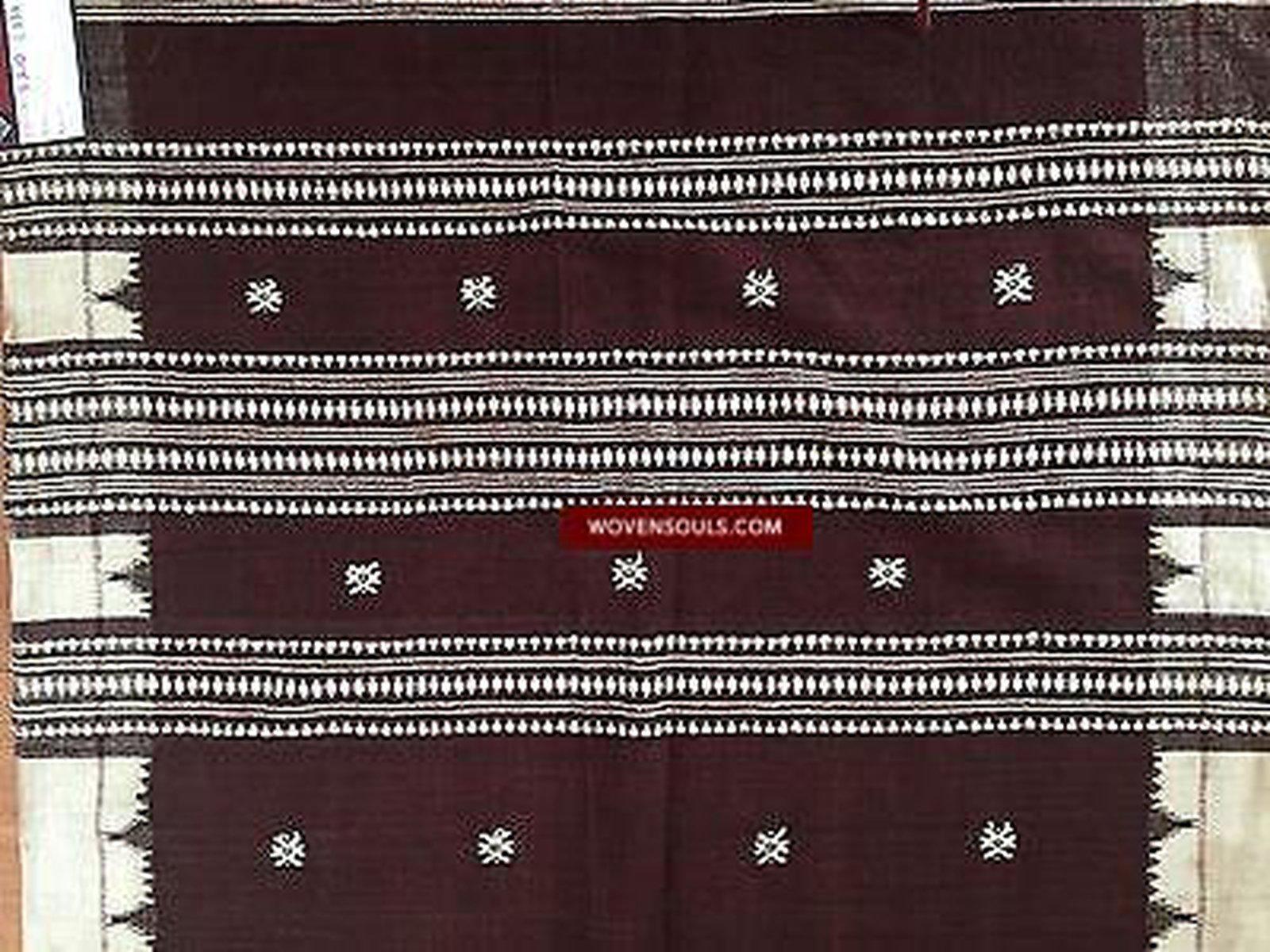 5210 Hand woven Cotton Odisha Shawl Textile - LOST?-WOVENSOULS-Antique-Vintage-Textiles-Art-Decor