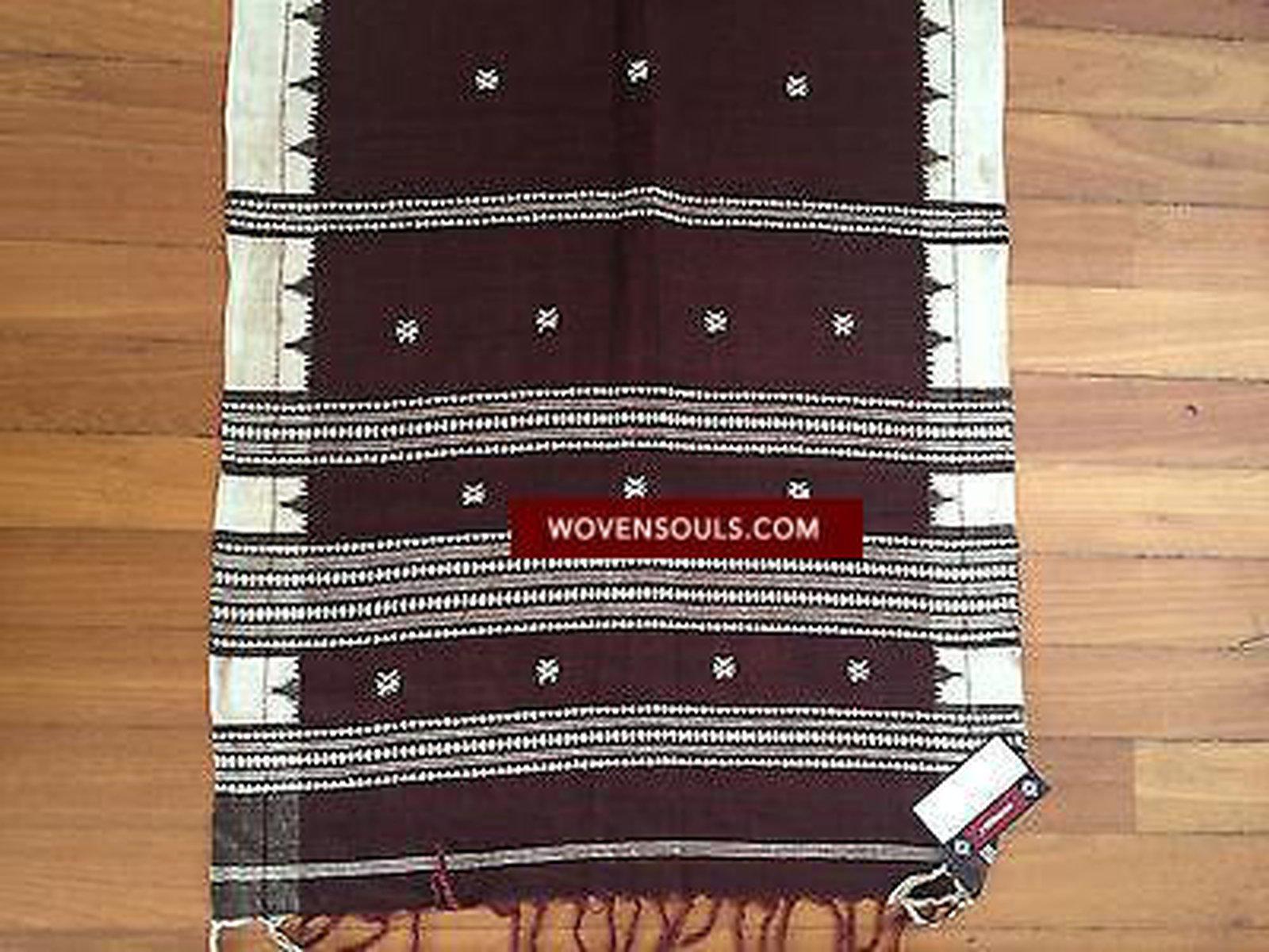 5210 Hand woven Cotton Odisha Shawl Textile - LOST?-WOVENSOULS-Antique-Vintage-Textiles-Art-Decor