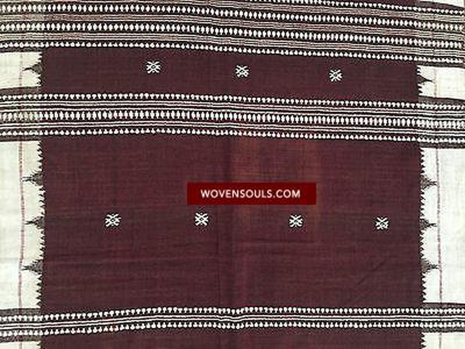 5210 Hand woven Cotton Odisha Shawl Textile - LOST?-WOVENSOULS-Antique-Vintage-Textiles-Art-Decor