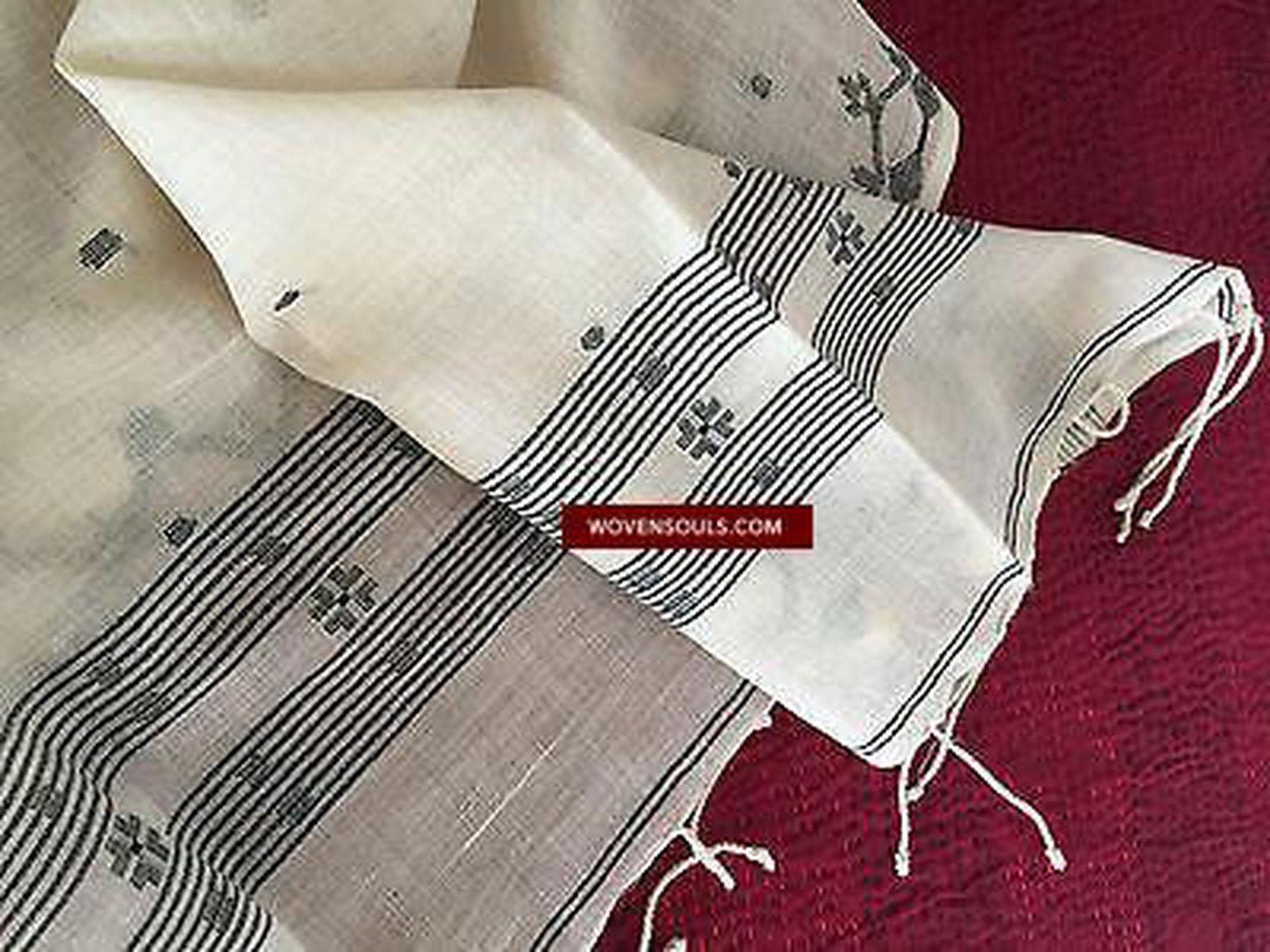 5221 SheerJamdani weaving on superfine Muslin - Scarf - Recently Made/ Stole-WOVENSOULS-Antique-Vintage-Textiles-Art-Decor