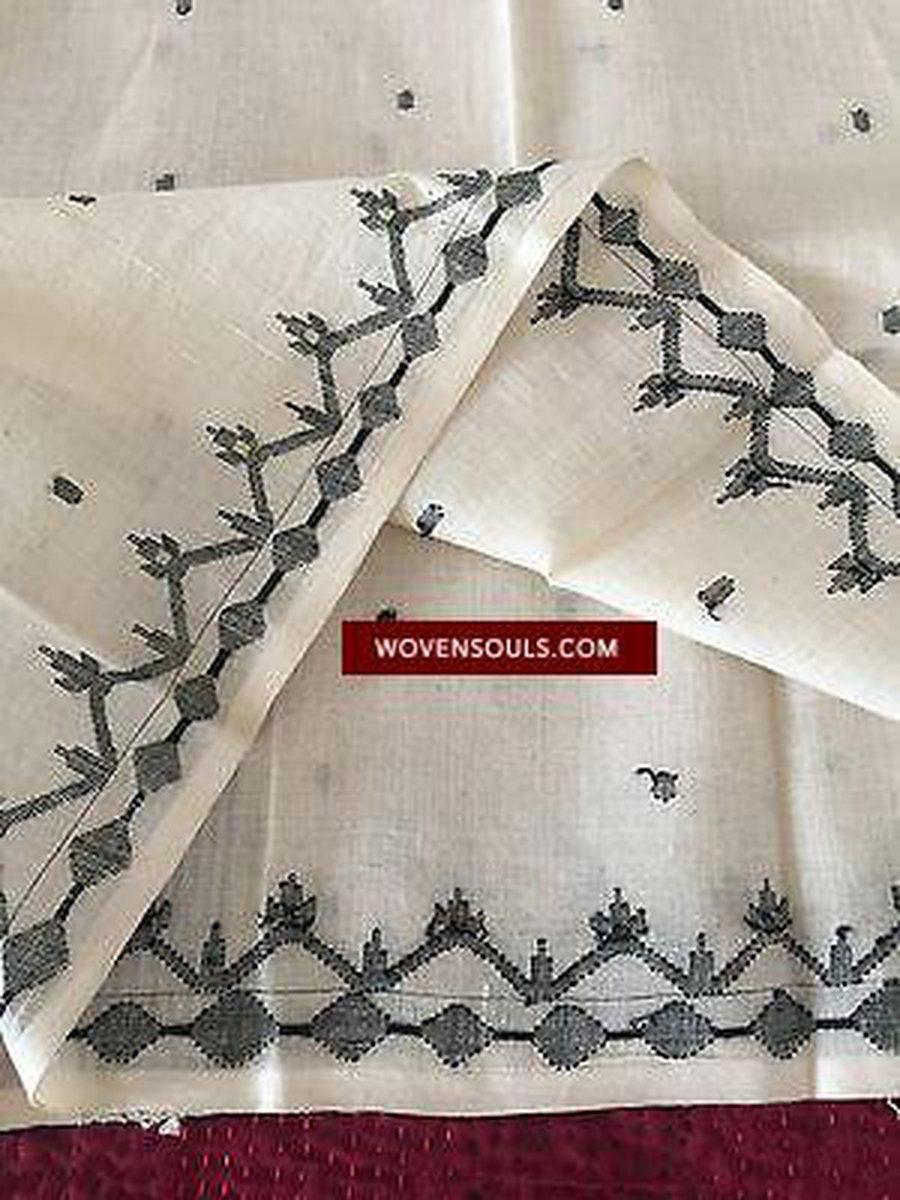 5221 SheerJamdani weaving on superfine Muslin - Scarf - Recently Made/ Stole-WOVENSOULS-Antique-Vintage-Textiles-Art-Decor