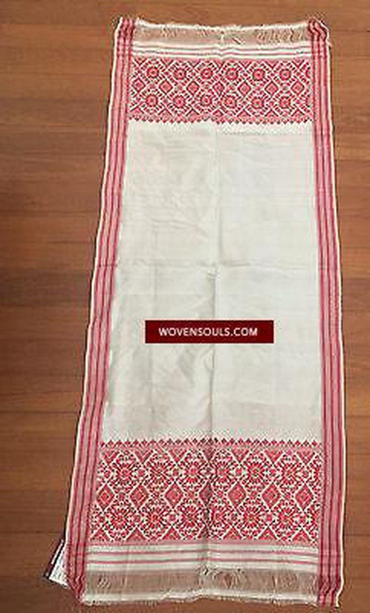 5231 Handwoven Silk Gamocha from Assam - Recently Made-WOVENSOULS-Antique-Vintage-Textiles-Art-Decor