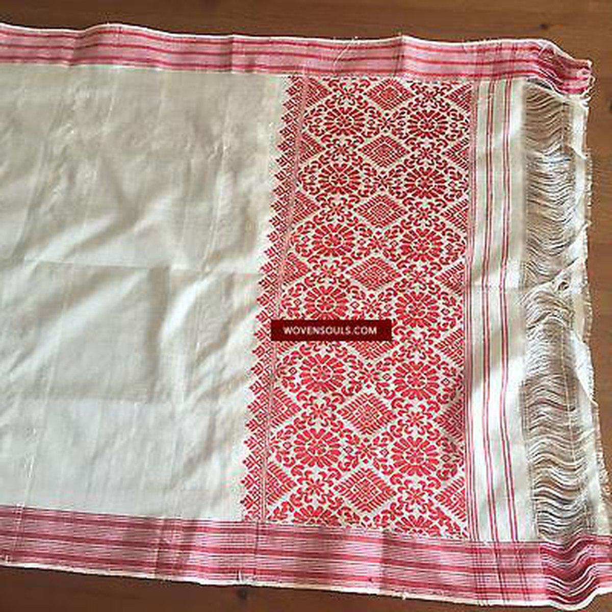 5231 Handwoven Silk Gamocha from Assam - Recently Made-WOVENSOULS-Antique-Vintage-Textiles-Art-Decor