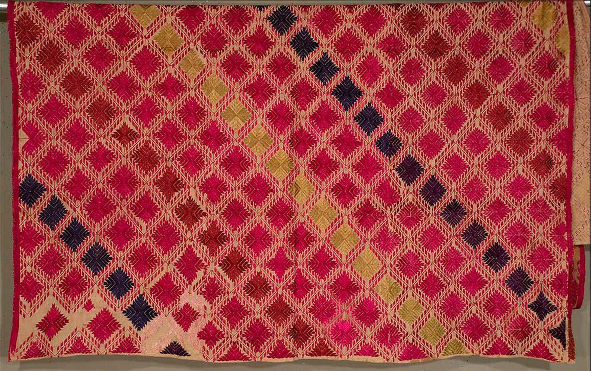 530 SOLD - Rare Old Pachranga Thirma Phulkari Embroidery Textile-WOVENSOULS-Antique-Vintage-Textiles-Art-Decor