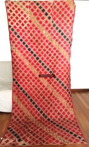530 SOLD - Rare Old Pachranga Thirma Phulkari Embroidery Textile-WOVENSOULS-Antique-Vintage-Textiles-Art-Decor