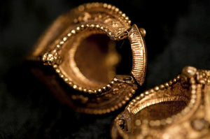 533 SOLD Gold Earrings South India-WOVENSOULS-Antique-Vintage-Textiles-Art-Decor
