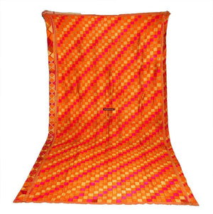 543 Checkerboard Phulkari Bagh with Gorgeous colors-WOVENSOULS-Antique-Vintage-Textiles-Art-Decor
