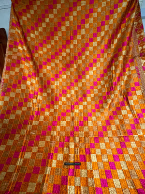 543 Vintage Checkerboard Phulkari Bagh with Gorgeous colors