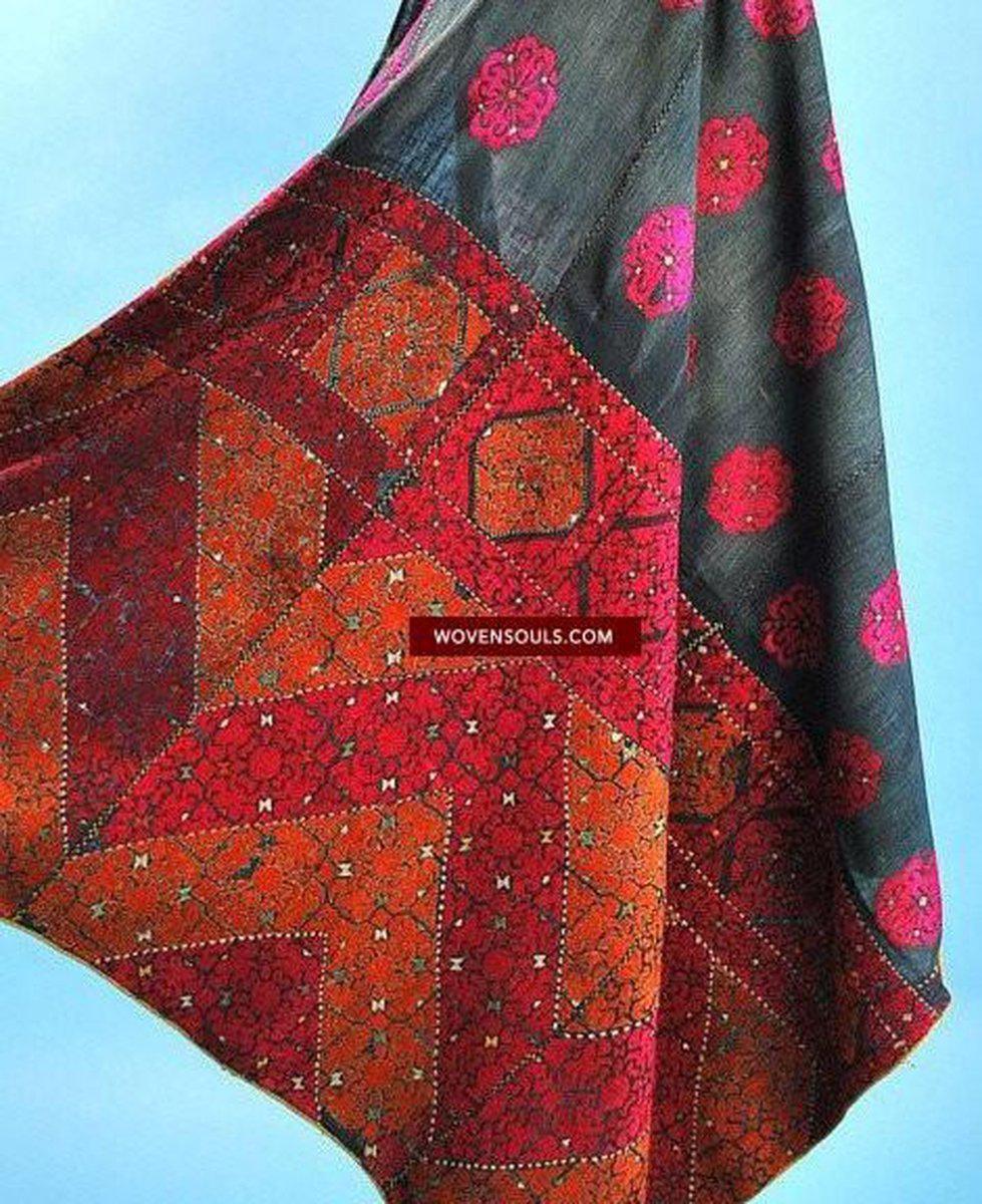 544 SOLD Gorgeous Rare Antique Swat Valley Bridal Phulkari Shawl-WOVENSOULS-Antique-Vintage-Textiles-Art-Decor