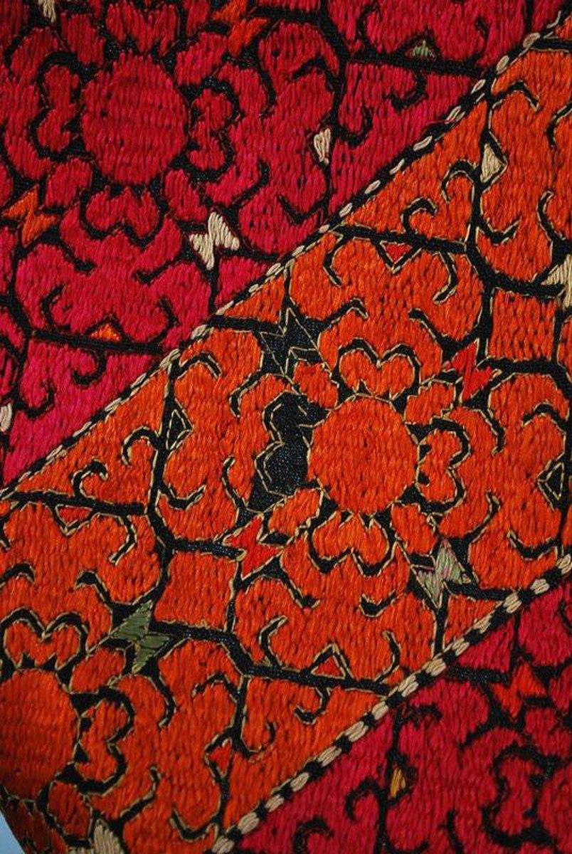 544 SOLD Gorgeous Rare Antique Swat Valley Bridal Phulkari Shawl-WOVENSOULS-Antique-Vintage-Textiles-Art-Decor